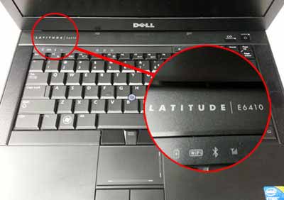 Beispiel 3: Laptopmodellname neben dem Ein/Ausschalter